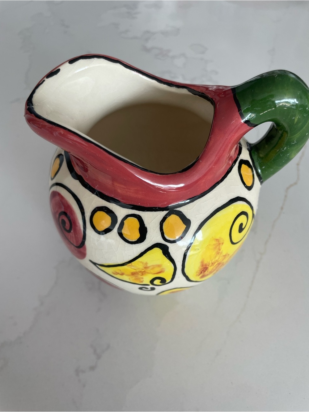 Hand-Painted Costa Rican Ceramic Pitcher Vase Signed #5977